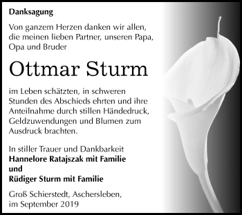 Traueranzeige von Ottmar Sturm von Mitteldeutsche Zeitung Aschersleben