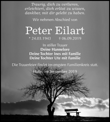 Traueranzeige von Peter Eilart von Mitteldeutsche Zeitung Halle/Saalkreis