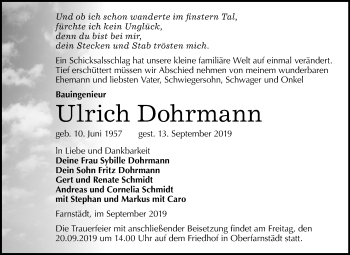Traueranzeige von Ulrich Dohrmann von Mitteldeutsche Zeitung Merseburg/Querfurt