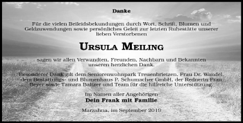 Traueranzeige von Ursula Meiling von Super Sonntag Wittenberg