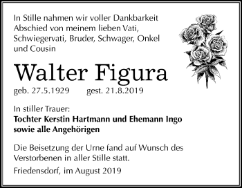 Traueranzeige von Walter Figura von Mitteldeutsche Zeitung Merseburg/Querfurt