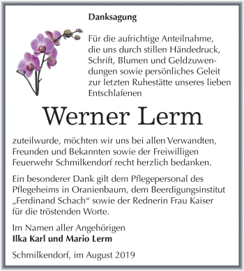 Traueranzeige von Werner Lerm von Super Sonntag Wittenberg