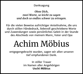 Traueranzeige von Achim Möbius von Super Sonntag Wittenberg
