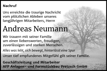 Traueranzeige von Andreas Neumann von Super Sonntag Wittenberg