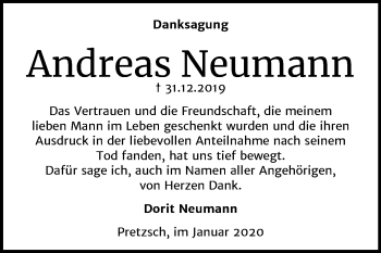 Traueranzeige von Andreas Neumann von Mitteldeutsche Zeitung Wittenberg