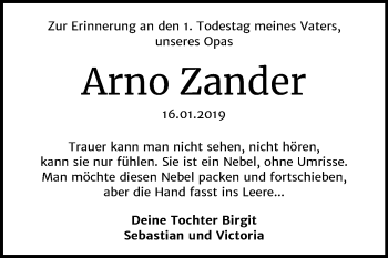 Traueranzeige von Arno Zander von Mitteldeutsche Zeitung Dessau-Roßlau