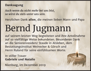 Traueranzeige von Bernd Jugmann von Super Sonntag Bernburg