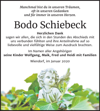 Traueranzeige von Bodo Schiebeck von Mitteldeutsche Zeitung Bernburg