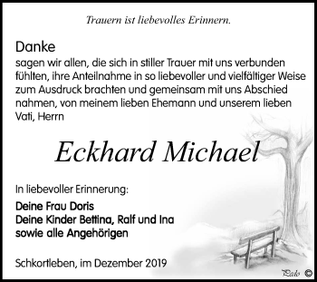 Traueranzeige von Eckhard Michael von Wochenspiegel Weißenfels