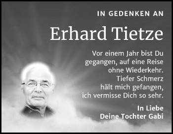 Traueranzeige von Erhard Tietze von Mitteldeutsche Zeitung Bernburg