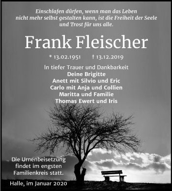 Traueranzeige von Frank Fleischer von Mitteldeutsche Zeitung Halle/Saalkreis