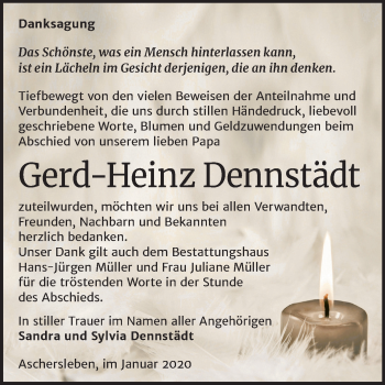 Traueranzeige von Gerd-Heinz Dennstädt von Mitteldeutsche Zeitung Aschersleben