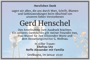Traueranzeige von Gerd Henschel von Wochenspiegel Merseburg/Querfurt