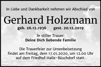 Traueranzeige von Gerhard Holzmann von Super Sonntag Merseburg/Querfurt
