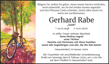 Traueranzeige von Gerhard Rabe von Mitteldeutsche Zeitung Quedlinburg