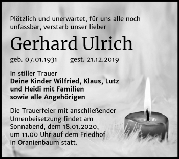 Traueranzeige von Gerhard Ulrich von Super Sonntag Wittenberg