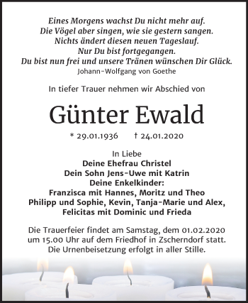 Traueranzeige von Günter Ewald von Mitteldeutsche Zeitung Bitterfeld
