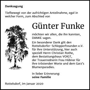 Traueranzeige von Günter Funke von Super Sonntag Mansfelder Land