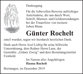 Traueranzeige von Günter Rochelt von Super Sonntag Sangerhausen