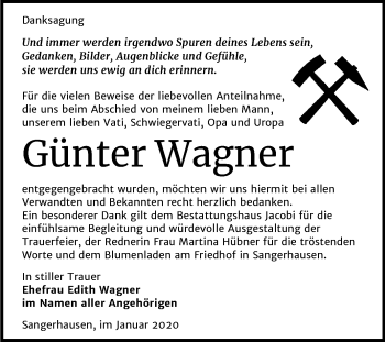 Traueranzeige von Günter Wagner von Super Sonntag Sangerhausen
