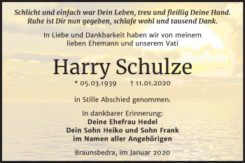 Traueranzeige von Harry Schulze von Super Sonntag Merseburg/Querfurt