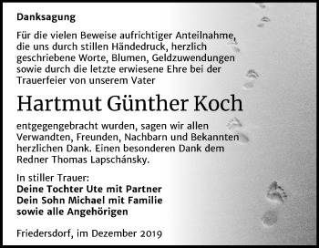 Traueranzeige von Hartmut Günther Koch von Mitteldeutsche Zeitung Bitterfeld