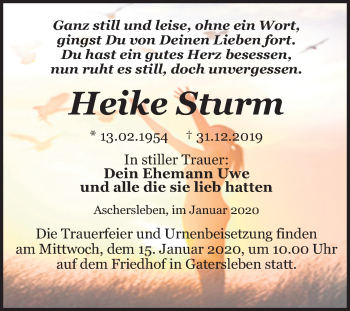 Traueranzeige von Heike Sturm von Wochenspiegel Aschersleben