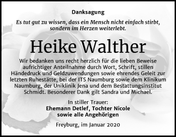 Traueranzeige von Heike Walther von Wochenspiegel Naumburg/Nebra