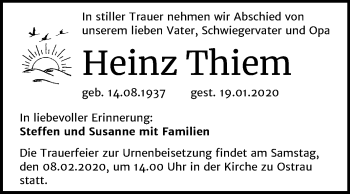 Traueranzeige von Heinz Thiem von Mitteldeutsche Zeitung Halle/Saalkreis