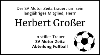 Traueranzeige von Herbert Großer von Mitteldeutsche Zeitung Zeitz