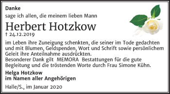 Traueranzeige von Herbert Hotzkow von Mitteldeutsche Zeitung Halle/Saalkreis
