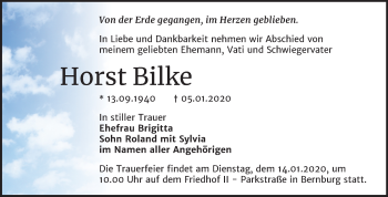 Traueranzeige von Horst Bilke von Mitteldeutsche Zeitung Bernburg