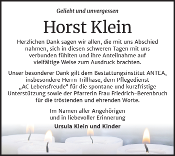 Traueranzeige von Horst Klein von Super Sonntag Dessau-Roßlau