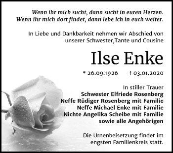 Traueranzeige von Ilse Enke von Super Sonntag Zeitz