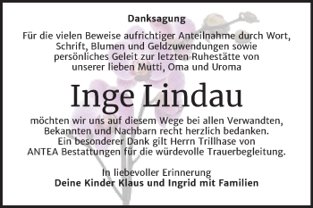 Traueranzeige von Inge Lindau von Super Sonntag Dessau-Roßlau
