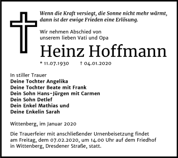 Traueranzeige von Instiller  von Super Sonntag Wittenberg