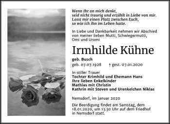 Traueranzeige von Irmhilde Kühne von Wochenspiegel Merseburg/Querfurt