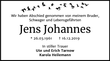 Traueranzeige von Jens Johannes von Mitteldeutsche Zeitung Wittenberg