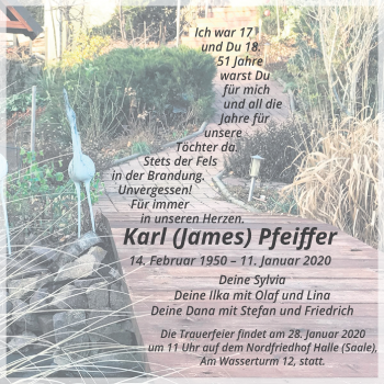 Traueranzeige von Karl Pfeiffer von Mitteldeutsche Zeitung Halle/Saalkreis