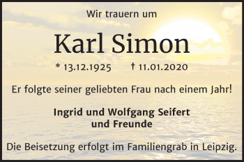 Traueranzeige von Karl Simon von Super Sonntag Dessau-Roßlau