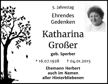 Traueranzeige von Katharina Großer von Mitteldeutsche Zeitung Zeitz