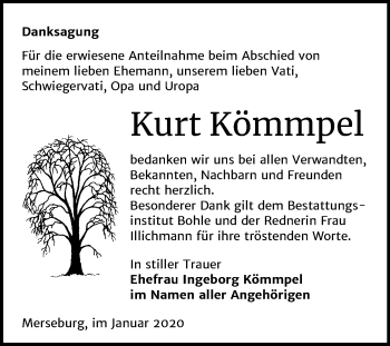 Traueranzeige von Kurt Kömmpel von Super Sonntag Merseburg/Querfurt
