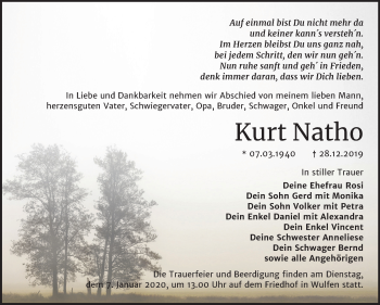 Traueranzeige von Kurt Natho von Mitteldeutsche Zeitung Köthen