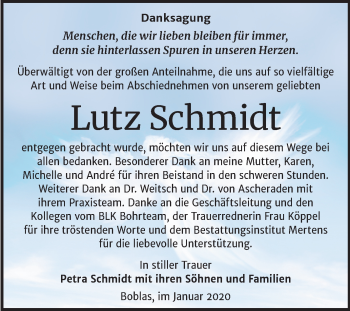 Traueranzeige von Lutz Schmidt von Wochenspiegel Naumburg/Nebra
