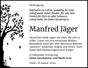 Traueranzeige von Manfred Jäger von Super Sonntag Wittenberg