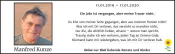 Traueranzeige von Manfred Kunze von Mitteldeutsche Zeitung Zeitz
