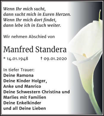 Traueranzeige von Manfred Stand von Mitteldeutsche Zeitung Merseburg/Querfurt