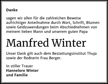 Traueranzeige von Manfred Winter von Mitteldeutsche Zeitung Halle/Saalkreis