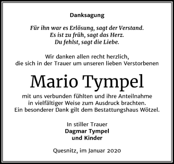 Traueranzeige von Mario Tympel von Mitteldeutsche Zeitung Zeitz