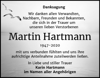 Traueranzeige von Martin Hartmann von Mitteldeutsche Zeitung Weißenfels